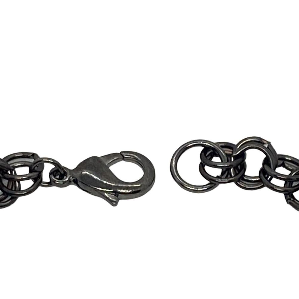 St. Emerald 36" Necklace Black Chain Faceted Black Silver Cluster Beads Fashion - Picture 7 of 13